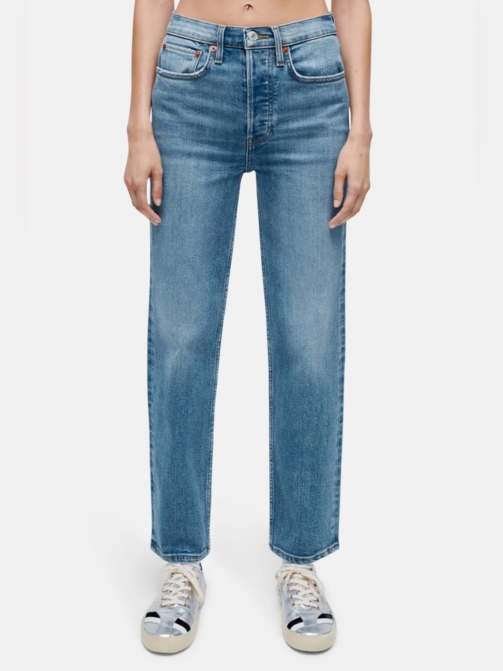 Re/Done Women's Straight-Leg Jeans in Light-Medium Blue